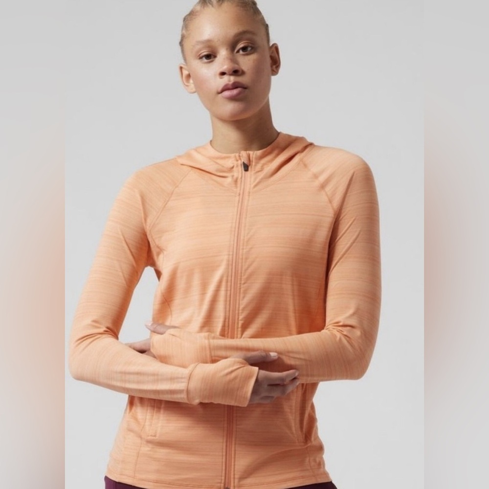 Athleta Pacifica Illume UPF Relaxed Hooded Beach Jacket Cactus Peach Orange